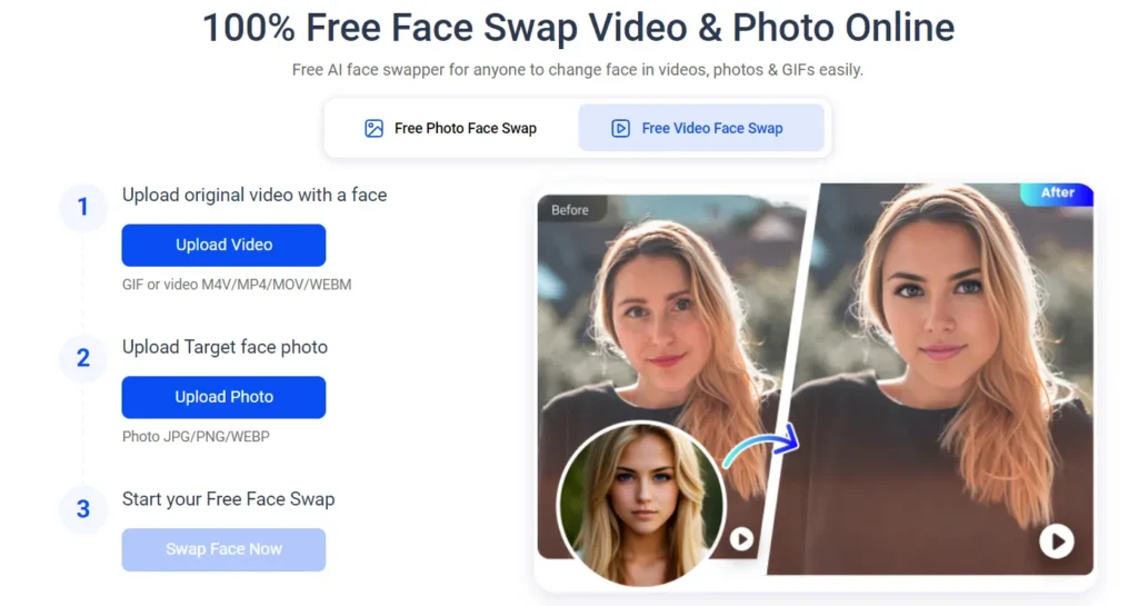 Replace Face in Video Online Free